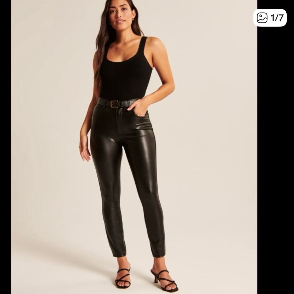 Abercrombie & Fitch Black Vegan Leather High-Rise Skinny Jeans